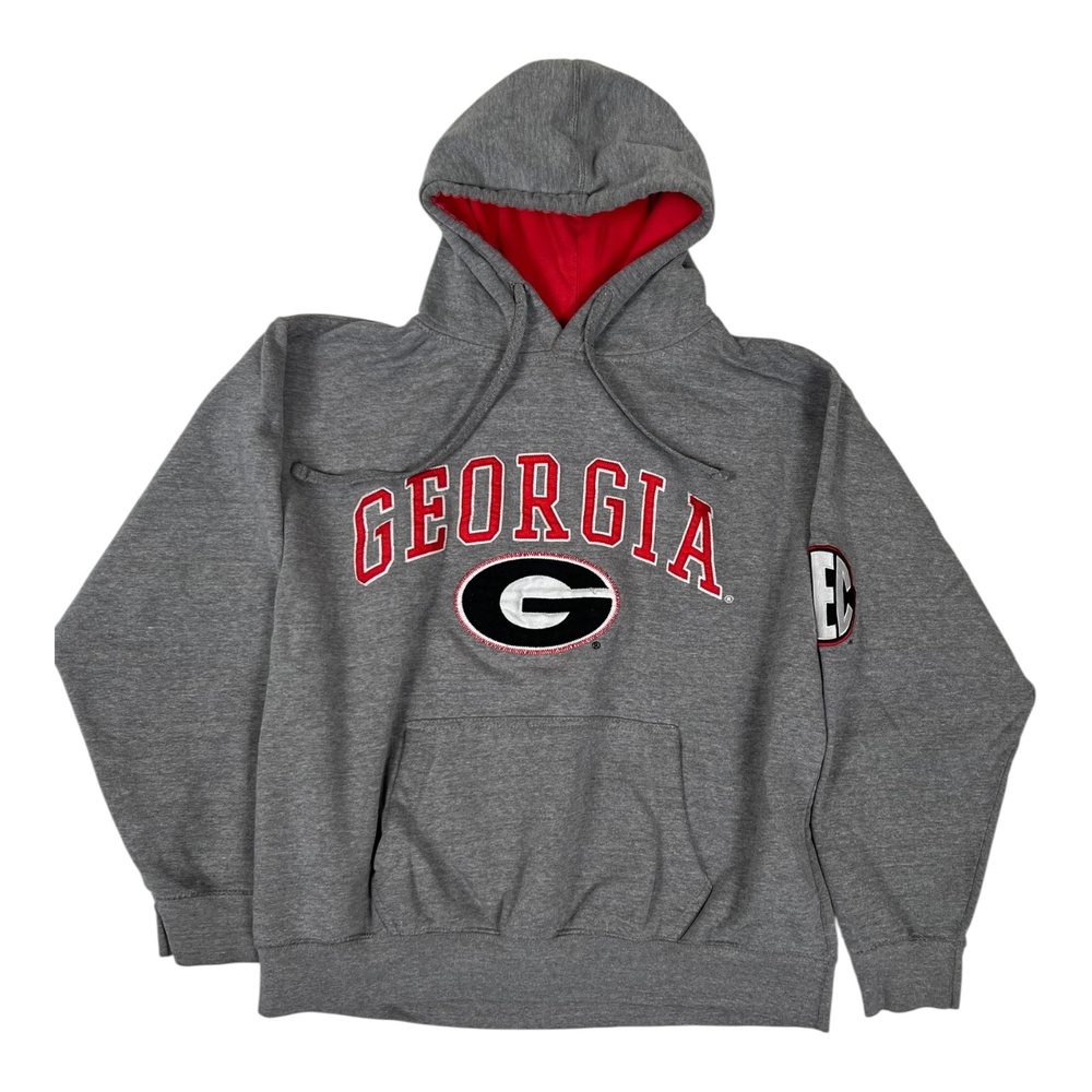 Vintage Georgia Bulldogs Hoodie Sweatshirt Mens Medium Gray NCAA Football